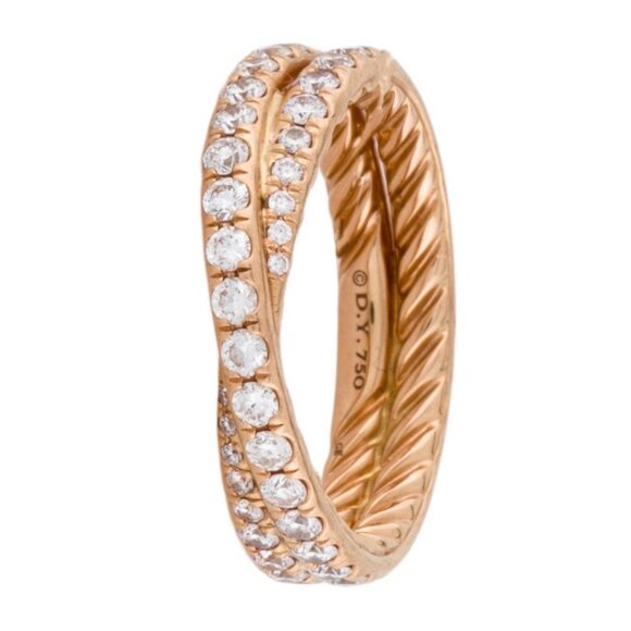 DAVID YURMAN 18K 750 ROSE GOLD 1.23CTW DIAMOND PAVÉ CROSSOVER RING - Picture 4 of 11